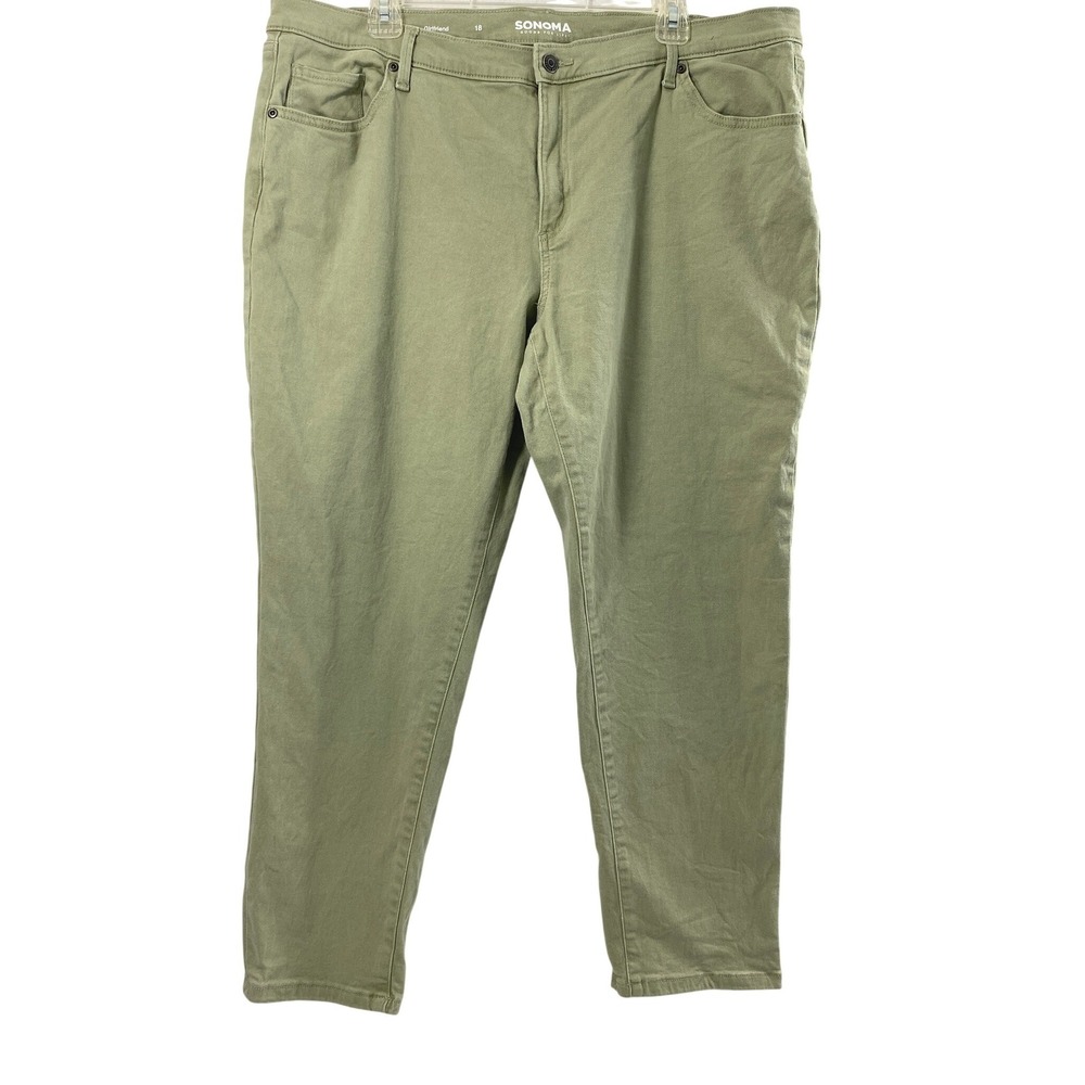 Womens Green Denim Jeans Plus Size‎ 18 Girlfriend Stretch Pants Mid Rise Pockets